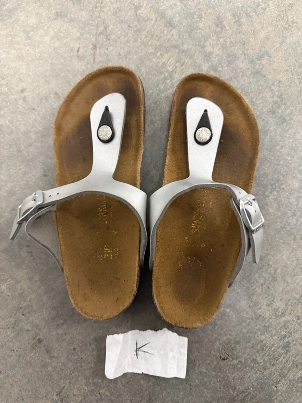 Birkenstock Silver T-Strap Kids Sandals